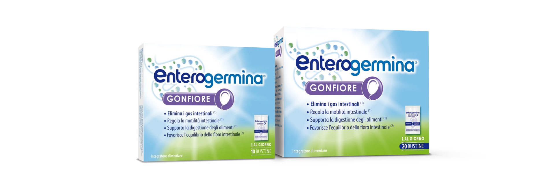 Confezione Enterogermina Gonfiore da 10 e 20 bustine